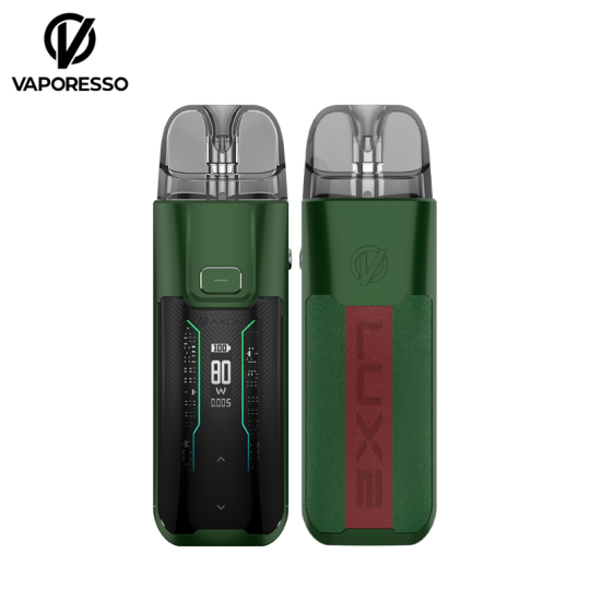 Pod Luxe XR MAX Leather Edition 2800mAh - Vaporesso Green : Vapeur Puissante et Intense, Résistances GTX, Capacité 5ml
