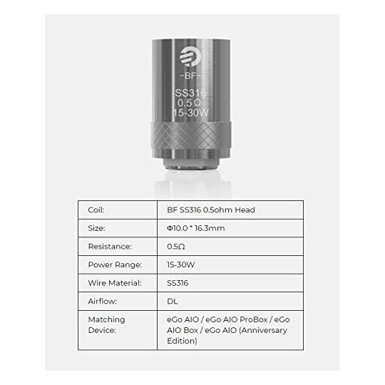 Cubis BF SS316 Coils – Joyetech – 0,5 Ohm, 5er-Pack