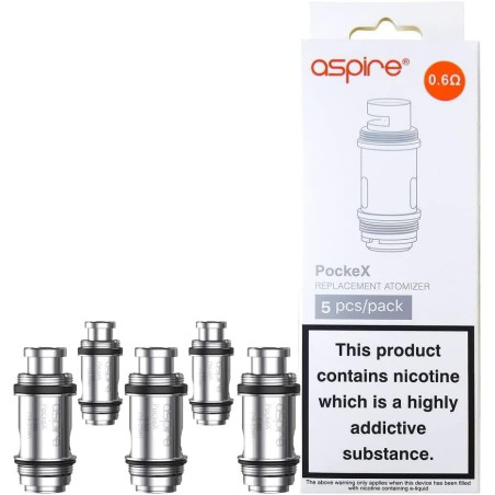 Résistances Pockex BF SS316 - Aspire- 0.6 Ohm Pack de 5