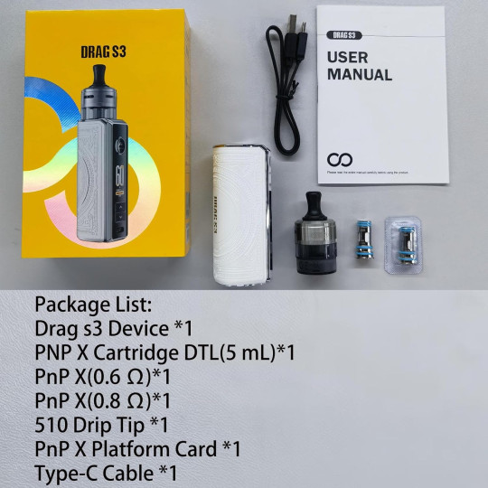 Drag S3 Voopoo White - Pod 60W 3000mAh